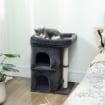 TORRE PER GATTI FINO A 7 KG CON 2 CASETTE E LETTINO, PALO IN SISAL E RIVESTIMENTO PELUCHE, GRIGIO SCURO