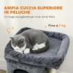 TORRE PER GATTI FINO A 7 KG CON 2 CASETTE E LETTINO, PALO IN SISAL E RIVESTIMENTO PELUCHE, GRIGIO SCURO