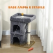 TORRE PER GATTI FINO A 7 KG CON 2 CASETTE E LETTINO, PALO IN SISAL E RIVESTIMENTO PELUCHE, GRIGIO SCURO