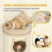 TORRE TIRAGRAFFI PER GATTI ALTA 96 CM CON 3 CASETTE E LETTINO SUPERIORE RIMOVIBILE E LAVABILE, CREMA