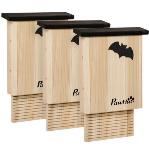 SET DI 3 CASETTE PER PIPISTRELLI IN LEGNO DI ABETE PER ESTERNI, 25X6X37.5 CM, LEGNO NATURALE