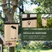 SET DI 3 CASETTE PER PIPISTRELLI IN LEGNO DI ABETE PER ESTERNI, 25X6X37.5 CM, LEGNO NATURALE