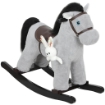 CAVALLO A DONDOLO CON SUONI PER BAMBINI DA 2-5 ANNI E ANIMALE DI PELUCHE INCLUSO, LEGNO E ACCIAIO, GRIGIO