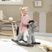 CAVALLO A DONDOLO CON SUONI PER BAMBINI DA 2-5 ANNI E ANIMALE DI PELUCHE INCLUSO, LEGNO E ACCIAIO, GRIGIO