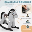 CAVALLO A DONDOLO CON SUONI PER BAMBINI DA 2-5 ANNI E ANIMALE DI PELUCHE INCLUSO, LEGNO E ACCIAIO, GRIGIO
