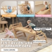 GIOCO PER BAMBINI 5 IN 1 CON TRIANGOLO, PARETE LISCIA E ARCO, IN LEGNO DI PIOPPO E PINO, 188X70X59 CM