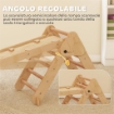GIOCO PER BAMBINI 5 IN 1 CON TRIANGOLO, PARETE LISCIA E ARCO, IN LEGNO DI PIOPPO E PINO, 188X70X59 CM