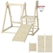 GIOCO ARRAMPICATA 5 IN 1 PIEGHEVOLE CON SCIVOLO, 2 PARETI, ALTALENA E CANESTRO, IN LEGNO, 140X172.5X116.5 CM