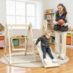 GIOCO ARRAMPICATA 5 IN 1 PIEGHEVOLE CON SCIVOLO, 2 PARETI, ALTALENA E CANESTRO, IN LEGNO, 140X172.5X116.5 CM