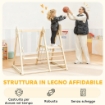 GIOCO ARRAMPICATA 5 IN 1 PIEGHEVOLE CON SCIVOLO, 2 PARETI, ALTALENA E CANESTRO, IN LEGNO, 140X172.5X116.5 CM