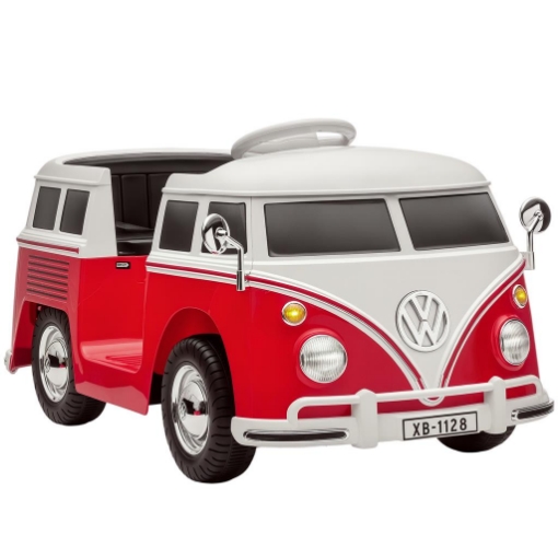 AUTO ELETTRICA PER BAMBINI LICENZA VOLKSWAGEN T1 CON LETTORE MP3, IN METALLO E PP, 89X49X41.5 CM, ROSSO