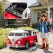 AUTO ELETTRICA PER BAMBINI LICENZA VOLKSWAGEN T1 CON LETTORE MP3, IN METALLO E PP, 89X49X41.5 CM, ROSSO
