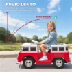 AUTO ELETTRICA PER BAMBINI LICENZA VOLKSWAGEN T1 CON LETTORE MP3, IN METALLO E PP, 89X49X41.5 CM, ROSSO