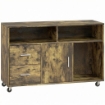 MOBILE PORTA STAMPANTE A ROTELLE CON 2 CASSETTI, 3 RIPIANI E 2 ARMADIETTI, IN LEGNO, 100X35X65 CM, MARRONE