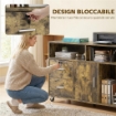 MOBILE PORTA STAMPANTE A ROTELLE CON 2 CASSETTI, 3 RIPIANI E 2 ARMADIETTI, IN LEGNO, 100X35X65 CM, MARRONE