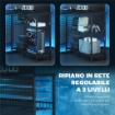 SCRIVANIA GAMING ANGOLARE CON LED, PRESE ELETTRICHE, SUPPORTO PER MONITOR E SCAFFALE, NERO