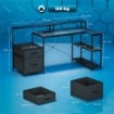 SCRIVANIA GAMING CON SPAZI PORTAOGGETTI E 2 SUPPORTI PER MONITOR, IN LEGNO E ACCIAIO, 165X80X91.5 CM, NERO