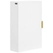 ARMADIETTO BAGNO A MURO CON ANTA DECORATA, MANIGLIA DORATA E RIPIANI REGOLABILI, 40X15X60 CM, BIANCO
