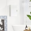 ARMADIETTO BAGNO A MURO CON ANTA DECORATA, MANIGLIA DORATA E RIPIANI REGOLABILI, 40X15X60 CM, BIANCO