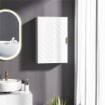 ARMADIETTO BAGNO A MURO CON ANTA DECORATA, MANIGLIA DORATA E RIPIANI REGOLABILI, 40X15X60 CM, BIANCO