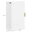 ARMADIETTO BAGNO A MURO CON ANTA DECORATA, MANIGLIA DORATA E RIPIANI REGOLABILI, 40X15X60 CM, BIANCO
