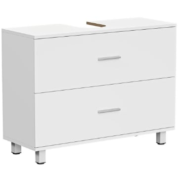 MOBILE SOTTOLAVABO MODERNO CON 2 CASSETTI E DIVISORI PER LAVABO SENZA PIEDISTALLO, 80X30X60 CM, BIANCO