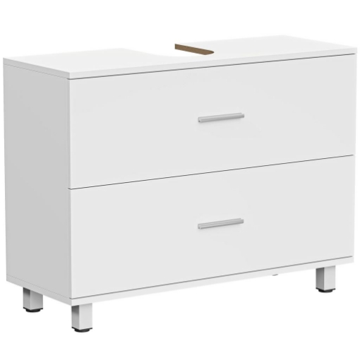MOBILE SOTTOLAVABO MODERNO CON 2 CASSETTI E DIVISORI PER LAVABO SENZA PIEDISTALLO, 80X30X60 CM, BIANCO