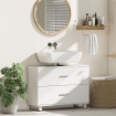 MOBILE SOTTOLAVABO MODERNO CON 2 CASSETTI E DIVISORI PER LAVABO SENZA PIEDISTALLO, 80X30X60 CM, BIANCO