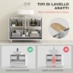 MOBILE SOTTOLAVABO MODERNO CON 2 CASSETTI E DIVISORI PER LAVABO SENZA PIEDISTALLO, 80X30X60 CM, BIANCO