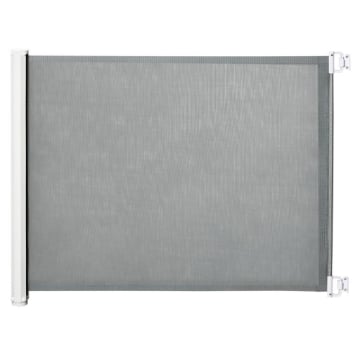 CANCELLINO PER CANI ESTENSIBILE FINO A 115 CM, IN POLIESTERE E ACCIAIO, 115X82.5 CM, BIANCO E GRIGIO