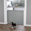 CANCELLINO PER CANI ESTENSIBILE FINO A 115 CM, IN POLIESTERE E ACCIAIO, 115X82.5 CM, BIANCO E GRIGIO