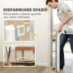 CANCELLINO PER CANI ESTENSIBILE FINO A 115 CM, IN POLIESTERE E ACCIAIO, 115X82.5 CM, BIANCO E GRIGIO