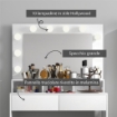 TAVOLO DA TRUCCO CON SPECCHIO E 10 LUCI LED REGOLABILI, 2 CASSETTI E 3 SCOMPARTI, 80X40X135 CM, BIANCO