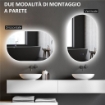 SPECCHIO BAGNO LED ANTIAPPANNAMENTO CON LUMINOSITÀ REGOLABILE, IN VETRO E ALLUMINIO, 81X51X4.5 CM