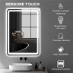 SPECCHIO BAGNO CON INTERRUTTORE TOUCH, LUCE LED A 3 TEMPERATURE E ANTIAPPANNAMENTO, 70X100CM