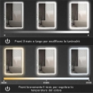 SPECCHIO BAGNO CON INTERRUTTORE TOUCH, LUCE LED A 3 TEMPERATURE E ANTIAPPANNAMENTO, 70X100CM