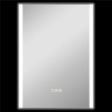 SPECCHIO DA BAGNO CON LUCE LED A 3 COLORI E FUNZIONE MEMORY, IN VETRO TEMPERATO, 70X50X3 CM, ARGENTO