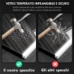 SPECCHIO DA BAGNO CON LUCE LED A 3 COLORI E FUNZIONE MEMORY, IN VETRO TEMPERATO, 70X50X3 CM, ARGENTO
