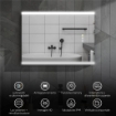 SPECCHIO DA BAGNO CON LUCE LED A 3 COLORI E FUNZIONE MEMORY, IN VETRO TEMPERATO, 70X50X3 CM, ARGENTO