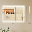 SPECCHIO BAGNO ANTIAPPANNANTE CON LUCE LED REGOLABILE, SPEAKER BLUETOOTH, PULSANTI TOUCH, 50X70 CM