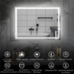 SPECCHIO BAGNO ANTIAPPANNANTE CON LUCE LED REGOLABILE, SPEAKER BLUETOOTH, PULSANTI TOUCH, 50X70 CM