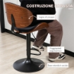 SET 2 SGABELLI DA BAR CON SCHIENALE REGOLABILI IN ALTEZZA, LEGNO E FINTA PELLE, 53X52X92-112 CM, NERO