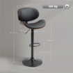 SET 2 SGABELLI DA BAR CON SCHIENALE REGOLABILI IN ALTEZZA, LEGNO E FINTA PELLE, 53X52X92-112 CM, NERO