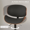 SET 2 SGABELLI DA BAR CON SCHIENALE REGOLABILI IN ALTEZZA, LEGNO E FINTA PELLE, 53X52X92-112 CM, NERO