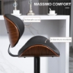 SET 2 SGABELLI DA BAR CON SCHIENALE REGOLABILI IN ALTEZZA, LEGNO E FINTA PELLE, 53X52X92-112 CM, NERO
