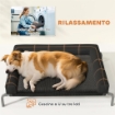 LETTINO PER CANI RIALZATO DI 19.5 CM CON CUSCINO A U, IN POLIESTERE E ACCIAIO, 110X75X30 CM, NERO E ARGENTO