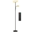 LAMPADA DA TERRA CON 2 PUNTI LUCE REGOLABILE A 4 LIVELLI, TEMPERATURA 2700K-6500K E TELECOMANDO, NERO