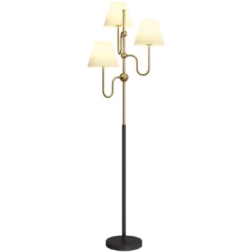 LAMPADA DA TERRA ALTA 165 CM CON 3 PUNTI LUCE E INTERRUTTORE A PEDALE, ATTACCO E27 MAX 40W, ORO