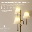 LAMPADA DA TERRA ALTA 165 CM CON 3 PUNTI LUCE E INTERRUTTORE A PEDALE, ATTACCO E27 MAX 40W, ORO