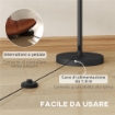 LAMPADA DA TERRA ALTA 165 CM CON 3 PUNTI LUCE E INTERRUTTORE A PEDALE, ATTACCO E27 MAX 40W, ORO